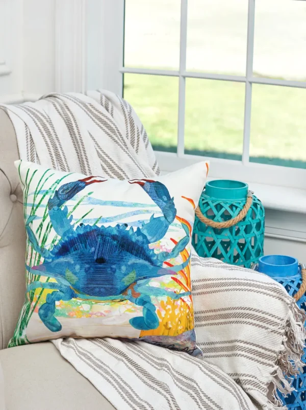 Blue Crab Indoor/Outdoor Decorative Pillow