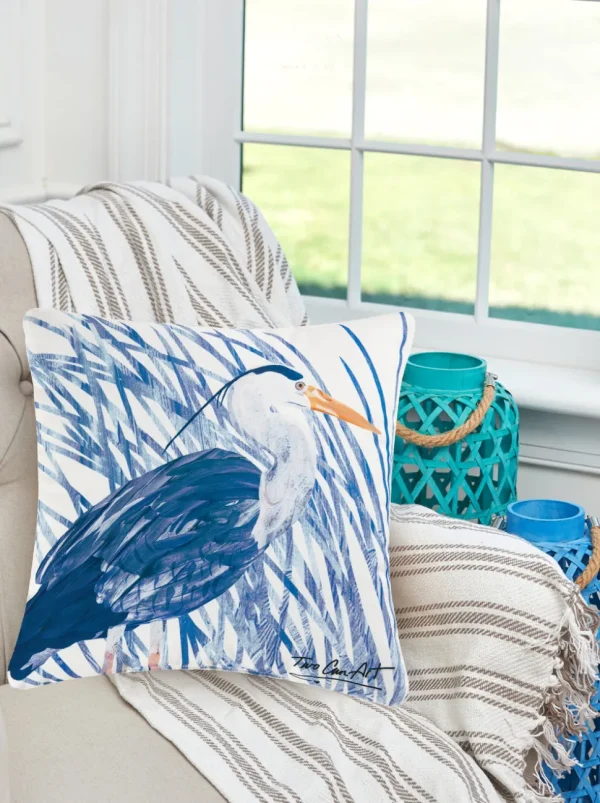 Blue Heron Decorative Pillow