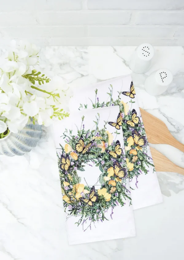 Butterfly Wreath Kitchen Towel