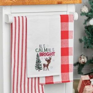 Calm & Bright Reindeer Waffle Weave Towel