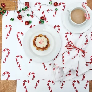 Candy Cane Wishes Printed Table Linens