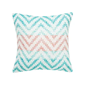 Chevron Coral & Green Pillow