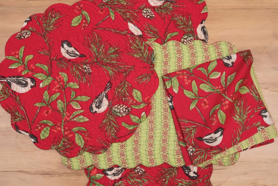 chickadee_red_table_linen_2.webp Chickadee Red Table Linens