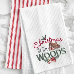 Christmas In The Woods Waffle Weave Towel