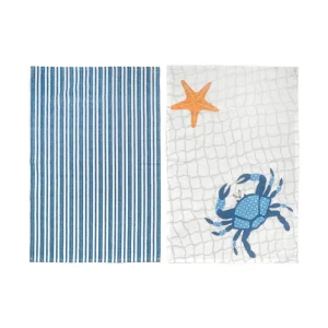 Crab Stripe Kitchen Towel, Set of 2