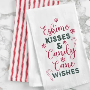 Eskimo Kisses & Candy Cane Wishes Flour Sack Towel