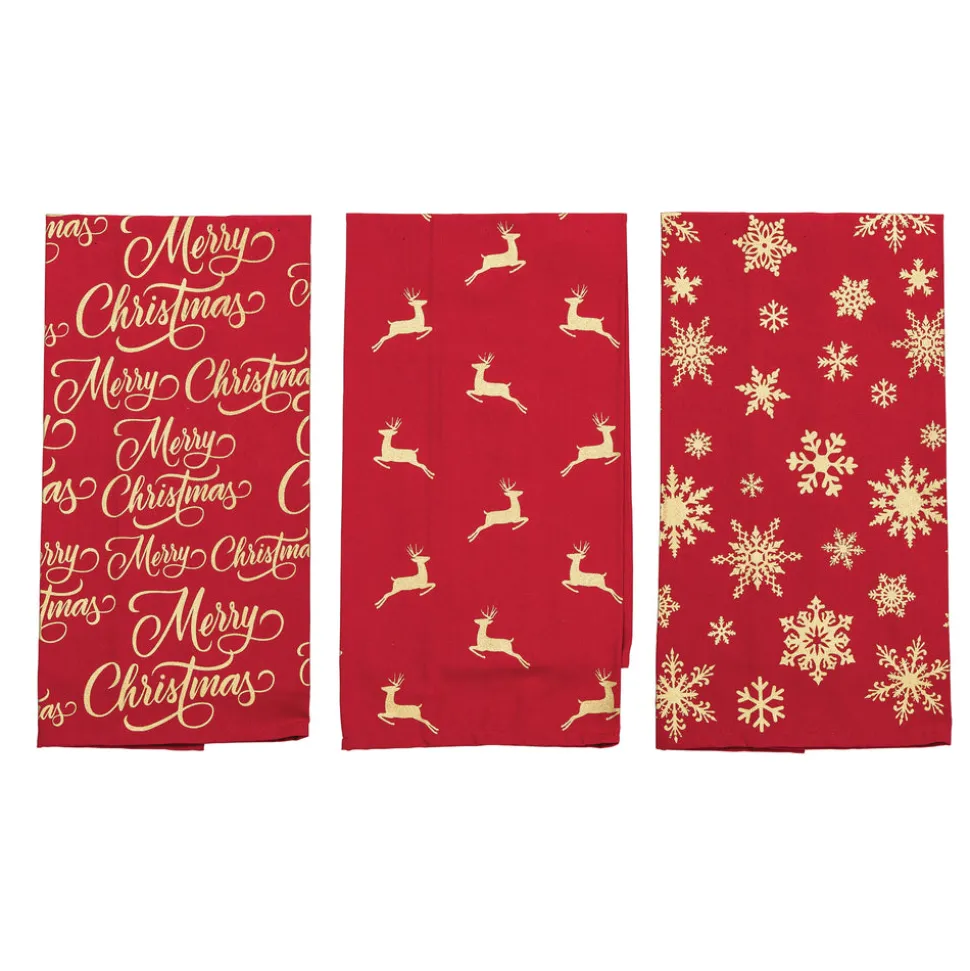 Glistening Gold Kitchen Towels, Set of 3