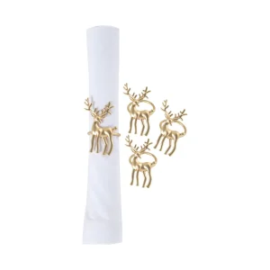 Gold Deer Napkin Ring Set