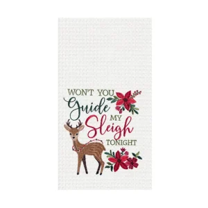 Guide My Sleigh Waffle Weave Towel