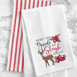 Guide My Sleigh Waffle Weave Towel