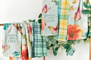 Happy and Free Butterfly Flour Sack Kitchen Towel