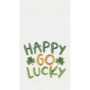 Happy Go Lucky Waffle Weave Kitchen Towel