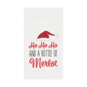 Ho Ho Ho and a Bottle of Merlot Kitchen Towel