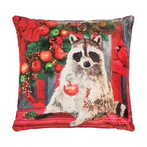 Holiday Racoon LED Pillow