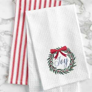 Joy Wreath Waffle Weave Towel