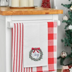 Joy Wreath Waffle Weave Towel