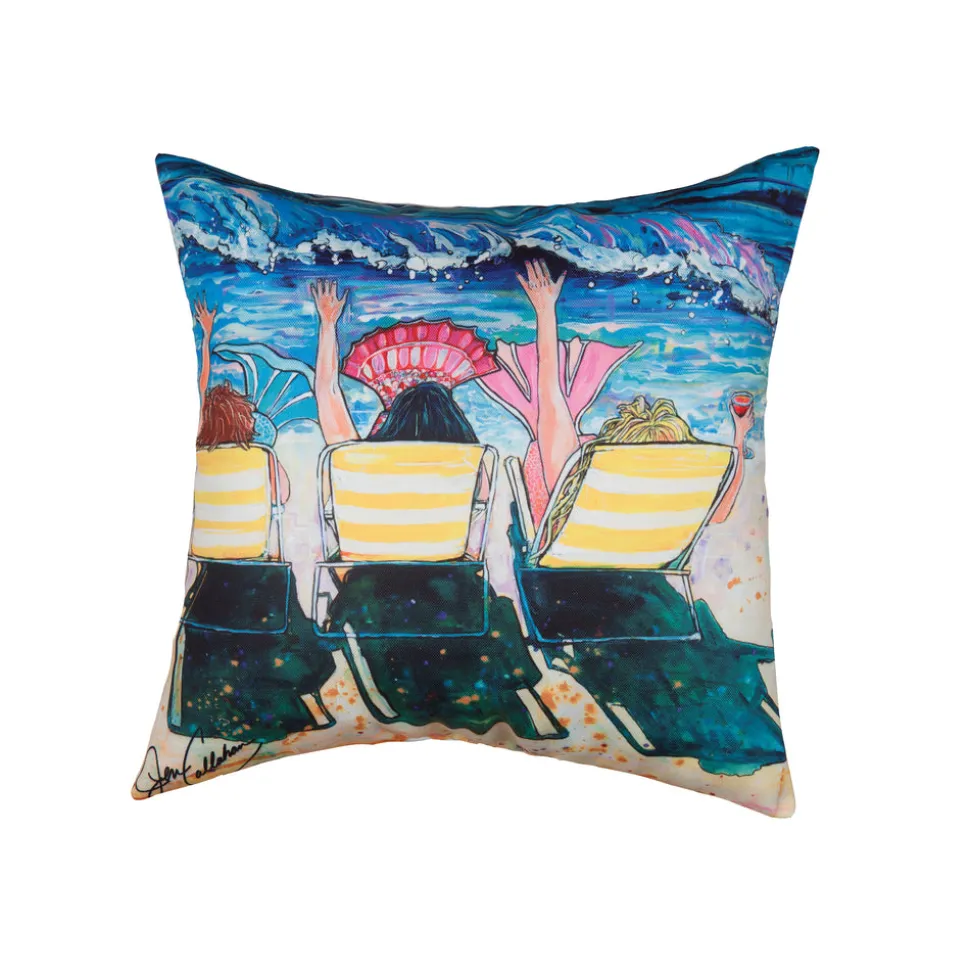 mermaid_beach_party_indoo_0.webp Mermaid Beach Party Indoor/ Outdoor Decorative Pillow by Jen Callahan