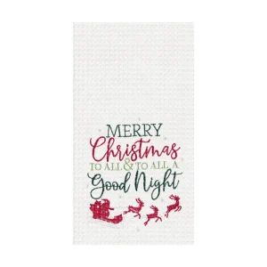 Merry Christmas & Goodnight Waffle Weave Towel