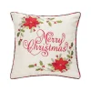 Merry Christmas Poinsettia Pillow