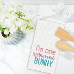 One Blessed Bunny Waffle Weave Towel