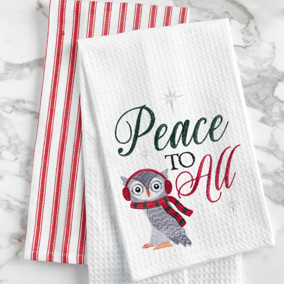 peace_to_all_owl_waffle_w_2.webp Peace To All Owl Waffle Weave Towel