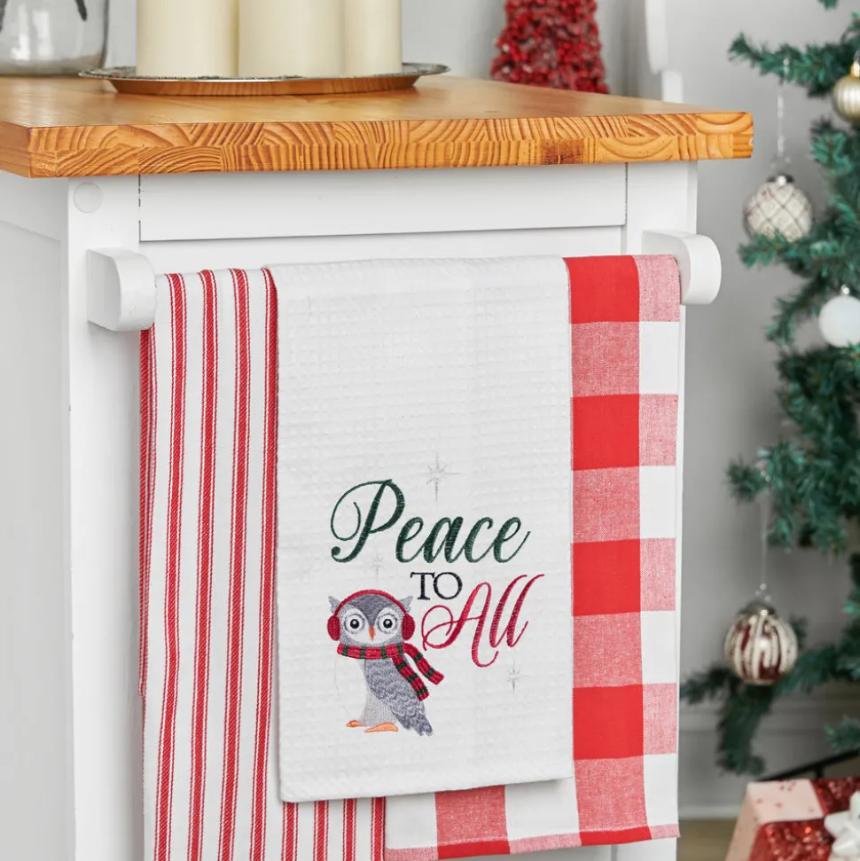 peace_to_all_owl_waffle_w_3.webp Peace To All Owl Waffle Weave Towel