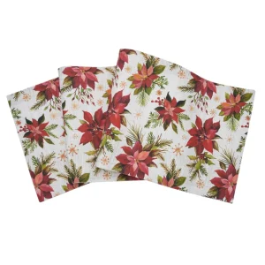 Poinsettia Christmas Printed Table Linens