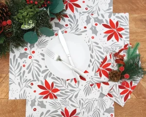 Poinsettia Christmas Table Linens