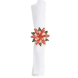 Poinsettia Napkin Ring Set