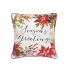 Poinsettia Seasons Greetings Pillow