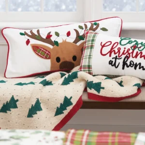 Reindeer Plaid & Lights Pillow