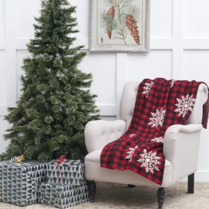 Snowflake with Checks Knitted Throw