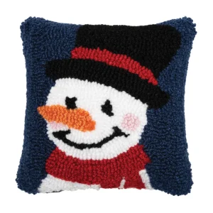 Snowman Wishes Hooked Mini Pillow