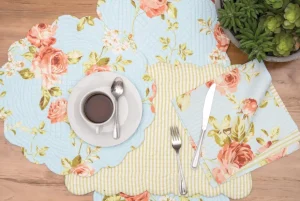 Whitney Blue Quilted Table Linens