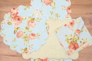 Whitney Blue Quilted Table Linens