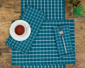 Windowpane Peacock Towel