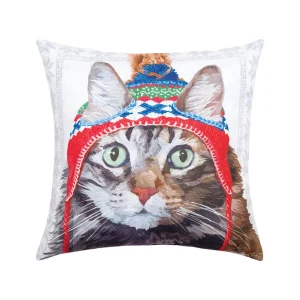 Winter Hat Cat Decorative Pillow