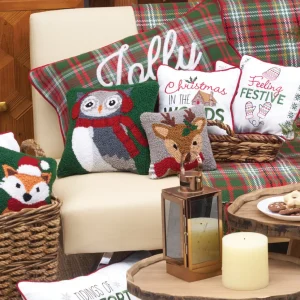 Winter Owl Hooked Pillow