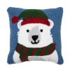 Winter Polar Bear Hooked Pillow