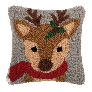 Woodland Reindeer Hooked Mini Pillow